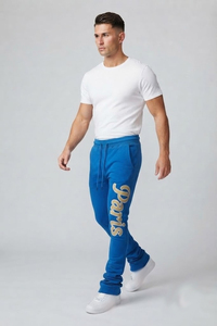 Pantalones de chándal para hombre con estampado apilado, casuales, holgados, de invierno, con cintura con cordón y pierna ancha - Product Image 4