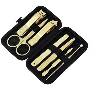 MORJE Surgical 7 In 1 Stainless Steel <b>Nail</b> <b>Kit</b> With Case Portable Manicure Tools Set Gold Color For Adult - Product Image 1