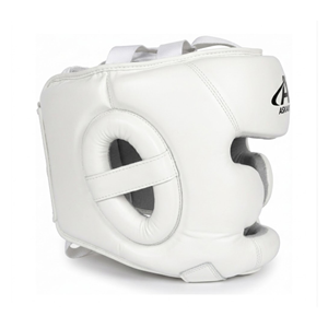 ASKAR WEAR IND <b>Boxing</b> <b>Headgear</b> PU Leather White Protective Training Gear - Product Image 4