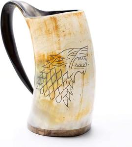 Mug en corne naturelle artisanal, inspiré du style viking, tasse rustique pour bière et café, cadeau unique pour les amateurs de barware - Product Image 6