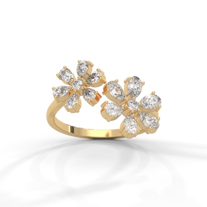 18K Gold Floral Pear Cut Lab Grown Diamond <b>Stud</b> <b>Earrings</b> for Women Luxury Jewelry Gift - Product Image 5