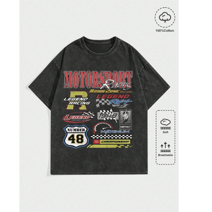 เสื้อยืดโอเวอร์ไซส์คุณภาพสูง ผ้าฝ้าย 100% เนื้อหนา พิมพ์ลายกราฟิกได้ตามต้องการ เสื้อยืดผ้าหนาสำหรับผู้ชายและผู้หญิง - Product Image 1