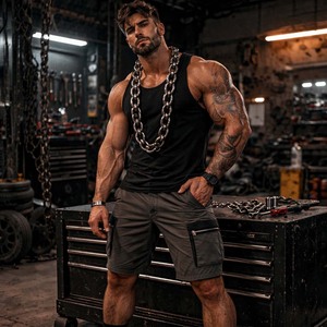 Pantalones Cortos Cargo Tácticos Casuales Personalizados para Hombre, con Múltiples Bolsillos, Cinturón Utilitario, Duraderos, Impermeables, Transpirables, de Oxford 100% Poliéster - Product Image 5