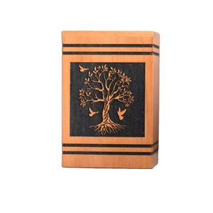 Urna de cremación de diseño de madera de árbol de la vida urnas de cremación de recuerdo conmemorativo grabadas para cenizas humanas - Product Image 1