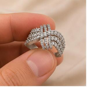 Luxury Fashion Style 10K Solid Gold Plated Moissanite Diamond <b>Ring</b> Fine Jewelry Large Bow Tie Ribbon Cross Cocktail Custom Pave - Product Image 4