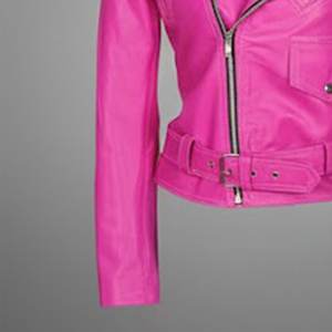 แจ็คเก็ตผู้หญิงสีชมพูพิมพ์โลโก้ RTS รุ่นใหม่ล่าสุด แจ็คเก็ตวินเทจ แจ็คเก็ตหนังแท้ทรงบอมเบอร์คลาสสิคสำหรับฤดูหนาว สไตล์สตรีทแวร์ - Product Image 5