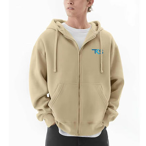 เสื้อฮู้ดซิปผ้าฟลีซสไตล์สตรีทลำลอง ทรงหลวมไหล่ตก มีเชือกผูกฮู้ด กระเป๋าลึก และซิปขนาดใหญ่ - Product Image 3