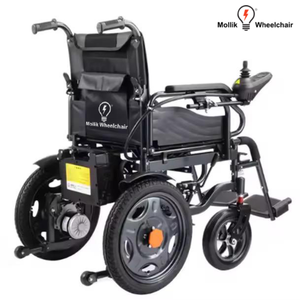 Fauteuil roulant électrique pliable Mollik noir avec batterie amovible montée côté gauche/droit, garantie 1 an - Product Image 4