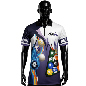 เสื้อบอลลิ่งแขนสั้น ORVO SPORTS สำหรับผู้ชาย พิมพ์ลายแบบ Sublimation แห้งเร็ว ระบายอากาศได้ดี ผ้าเทอร์รี่โพลีเอสเตอร์ 100% น้ำหนัก 200 กรัม สีดำ - Product Image 3
