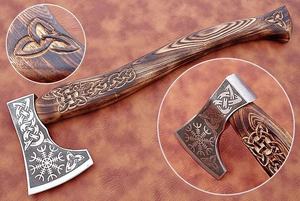 ขวานโทมาฮอว์กเหล็กกล้าคาร์บอนสูงทำมือ ด้ามไม้โรสวูด ปลอกหนัง น้ำหนัก 1.5 กก. อเนกประสงค์ สำหรับตั้งแคมป์และกิจกรรมกลางแจ้ง - Product Image 5