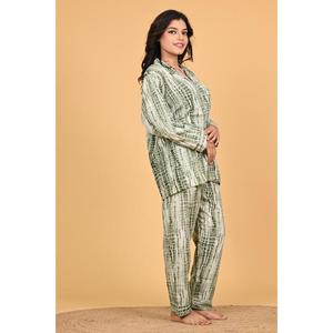 Ensemble de pyjama en crêpe poly pour femmes, imprimé, été, automne, printemps, manches longues, confortable, doux, respirant, vêtements de nuit - Product Image 3