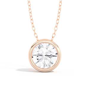 จี้เพชรทรงกลม 1 กะรัต ฝังในตัวเรือนทองคำแท้ 14K พร้อมสร้อยโซ่แบบเคเบิลขนาด 1.0 มม. ยาว 16 นิ้ว ราคาส่งจากโรงงาน - Product Image 5