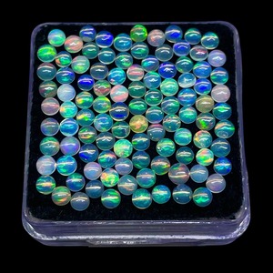 Opale d'Éthiopie naturelle, 3 mm, ronde, chatoyante, cabochon en opale, lot de pierres précieuses, opale Welo authentique, pierres rondes lisses et polies - Product Image 4