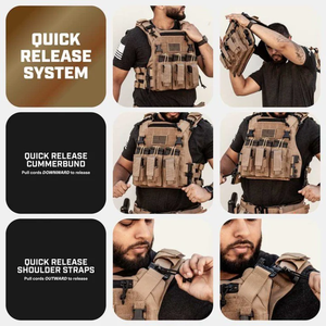 سترة تكتيكية من النيلون بفاندا كويوت البني 500D ، حامل لوحة الإفراج السريع - Product Image 6