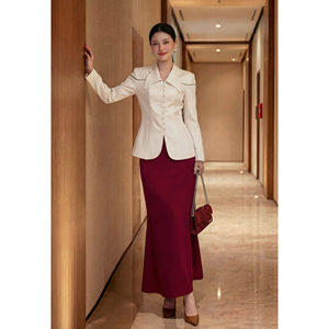 Blazer élégant blanc pour femme, à manches longues, avec peplum, anti-plis, pour le bureau, <span class=keywords><strong>ELODIE</strong></span> - Product Image 2