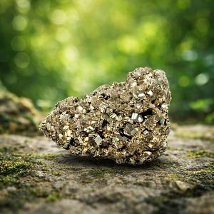 Natural Pyrite <b>Crystal</b> <b>Cluster</b> Gemstone Mineral Specimen Sculpture From Gujarat for Reiki Meditation Home Decor - Product Image 3