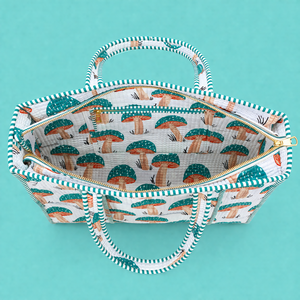Sac fourre-tout en coton matelassé style bohème Jaipuri imprimé à la main avec fermeture éclair 18 pouces pour toutes les saisons HappyKraft Sac pour femme - Product Image 3