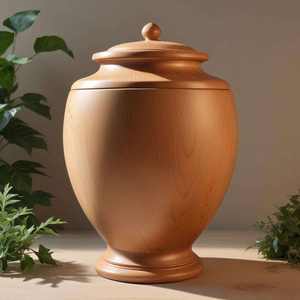 Urne funéraire élégante en bois avec couvercle, aux proportions équilibrées et à la texture naturelle douce du bois - Product Image 4