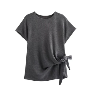 Camiseta de Verano para Mujer, Estilo Vintage, Tejida, 100% Poliéster, Transpirable, Anti-Pilling, Ecológica, Corte Ajustado - Product Image 3