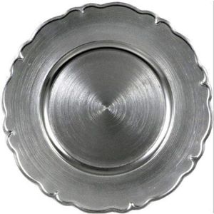 Luxury Silver Rim Beaded Charger <b>Plates</b> Antique Round Wedding Table <b>Decoration</b> <b>Plate</b> Elegant Event Catering Party Supplies <b>Plate</b> - Product Image 2
