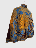 Veste en coton brodée de fleurs, col mandarin, manches longues, grande taille, vêtements d'automne pour femmes