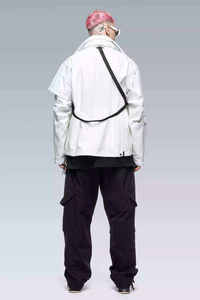 White <b>Techwear</b> <b>Jacket</b> Men's Tactical Streetwear Windbreaker Cyberpunk Cargo Hooded Outdoor Functional High Street Shell Coat - Product Image 3