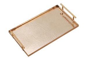 Bandeja decorativa de aluminio metálico texturizado para el hogar y el evento 14X8X2 pulgadas por Abi Overseas - Product Image 2