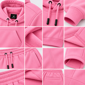 Ensemble jogging et sweat à capuche rose pour homme, 100 % coton, écologique, avec logo brodé sur le devant, style streetwear - Product Image 5