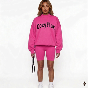 Sweat-shirt à col montant en molleton de coton premium, coupe oversize, chaud pour l'hiver, style streetwear décontracté et élégant - Product Image 3