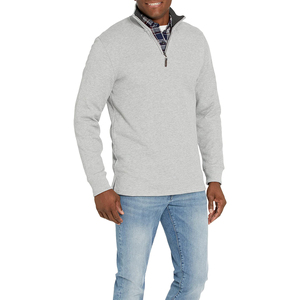 Sudadera de hombre con cremallera de un cuarto, forro polar personalizado con cremallera frontal, teñido liso, mezcla de algodón básico, sudadera económica para hombre - Product Image 6