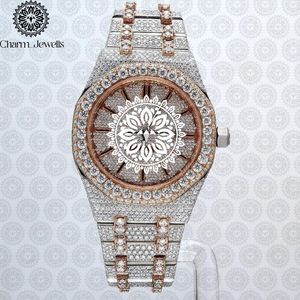 Montre de luxe pour homme Charm_Jewells en acier inoxydable, cadran 40 mm, accent diamant or rose, mouvement mécanique analogique, fermoir papillon - Product Image 1