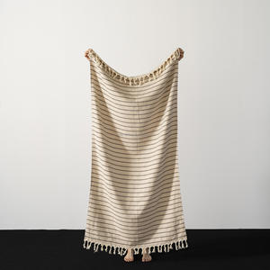 Serviettes de plage Hamam Pestemal turques d'été en gros-100X180CM Serviette Peshtemal 100% coton 40x70in Beige - Product Image 1