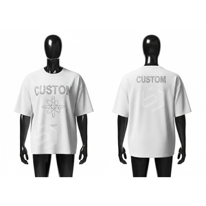 Camiseta Blanca Extra Grande Personalizada para Hombre, Manga Corta, Cuello Redondo, Algodón Jersey, Estampado de Letras, Ropa Casual - Product Image 3