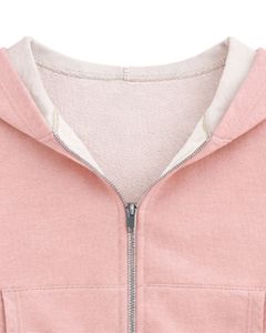 Sudadera con capucha corta personalizada para mujer, color rosa rubor y algodón polar, con bloques de color, estilo casual y urbano. - Product Image 5