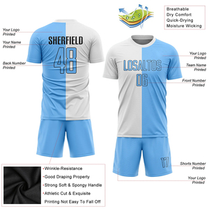 Mens <b>Soccer</b> Sportswear Uniform Breathable Jersey and Shorts Set for Football Matches and Training - Product Image 4