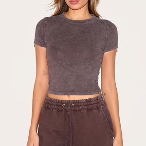 Top Corto de Verano para Mujer, Color Sólido, Estilo Informal, 100% Algodón, Transpirable y de Secado Rápido, Alta Calidad - Product Image 1