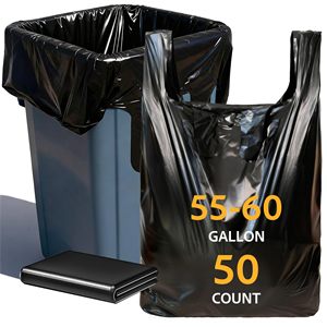 Bolsas de Basura Resistentes TH GB-031 de 55-60 Galones con Asas, Paquete de 50 Bolsas Negras para Uso Industrial en Exteriores - Product Image 1