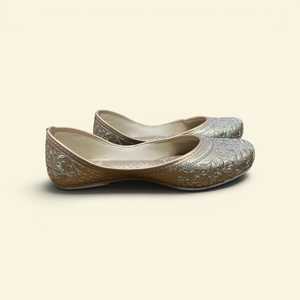 Chaussures plates pour femmes, style décontracté, à bout rond, avec doublure en coton brodée argentée, pour cérémonie de mariage - Product Image 2