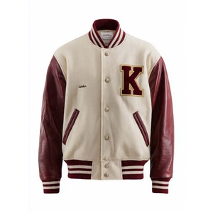 <b>Mens</b> Pink Varsity <b>Jacket</b> Genuine Leather Sleeves Embroidered <b>Letter</b> D Front Turn-down Collar Preppy Style Winter Wear Breathable - Product Image 5