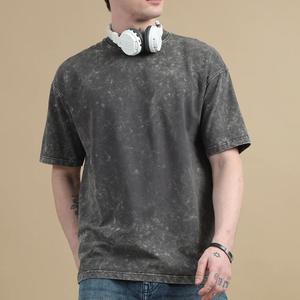 เสื้อยืดคอกลมแขนสั้นทรงโอเวอร์ไซส์ลายไทไดแบบฟอกสี ผู้ชาย สไตล์ลำลอง สีพื้น ผ้าคอตตอนเจอร์ซีย์ ทรงปกติ ความยาวปกติ สตรีทแวร์ - Product Image 2
