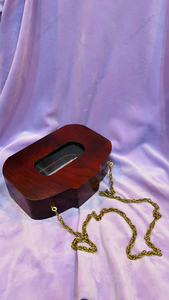 Pochette de soirée de luxe indienne en bois rectangulaire avec poignée découpée, sac rigide de créateur pour mariage et événements, sac statement - Product Image 6