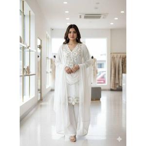 ชุดสาหรี่กะมีซทันสมัยสำหรับเทศกาลอีด  งานปักลายประณีตสำหรับงานแต่งงาน  พร้อมผ้าคลุมไหล่  แห้งเร็ว ใส่ได้ทุกฤดู - Product Image 1