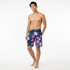 Men's Floral Print Quick Dry <b>Board</b> Shorts With Drawstring Casual <b>Swim</b> Trunks - Product Image 3
