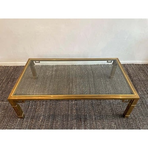 Mesa de centro de diseño único en latón y vidrio, estilo moderno de mediados de siglo, rectangular, de lujo, minimalista, para cócteles. - Product Image 5