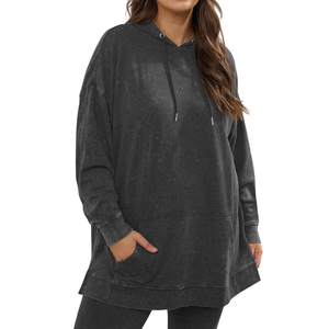 Sweats à capuche décontractés pour femmes grandes tailles, confortables, en tricot, 100% coton, tissu de printemps, vente en gros, personnalisable, échantillon gratuit, meilleure qualité - Product Image 3