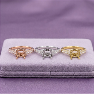 HongKong 14K oro blanco sólido Diamante Real 0.75cts Semi montaje compromiso anillos de boda logotipo láser personalizado envío rápido clásico - Product Image 4