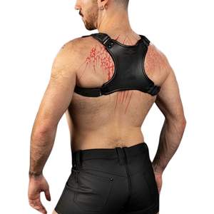 Harnais de poitrine en fausse fourrure pour homme Centurion 2.0, noir, avec bordure en dentelle, bretelles réglables, vêtements de club haut de gamme, costume sexy, harnais de corps - Product Image 3