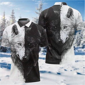 Camisetas Polo para Hombre con Gráfico de Lobo Mítico, Casuales, de Manga Corta, Ajustadas, Transpirables, Ligeras y Elásticas, para Golf, Elegantes - Product Image 3