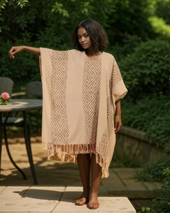 Caftán Tula, Vestido Bohemio Ligero de Algodón con Estampado Tribal, Vestido de Playa Étnico Fluido, Vestido de Verano Estilo Caftán - Product Image 1