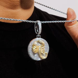 Collar Hip Hop de Oro Blanco con Colgante de Escorpión Helado, Amuleto de Insecto Animal, Cadena Cubana de Plata con Circonitas Brillantes, Joyería para Hombre Rapper - Product Image 3
